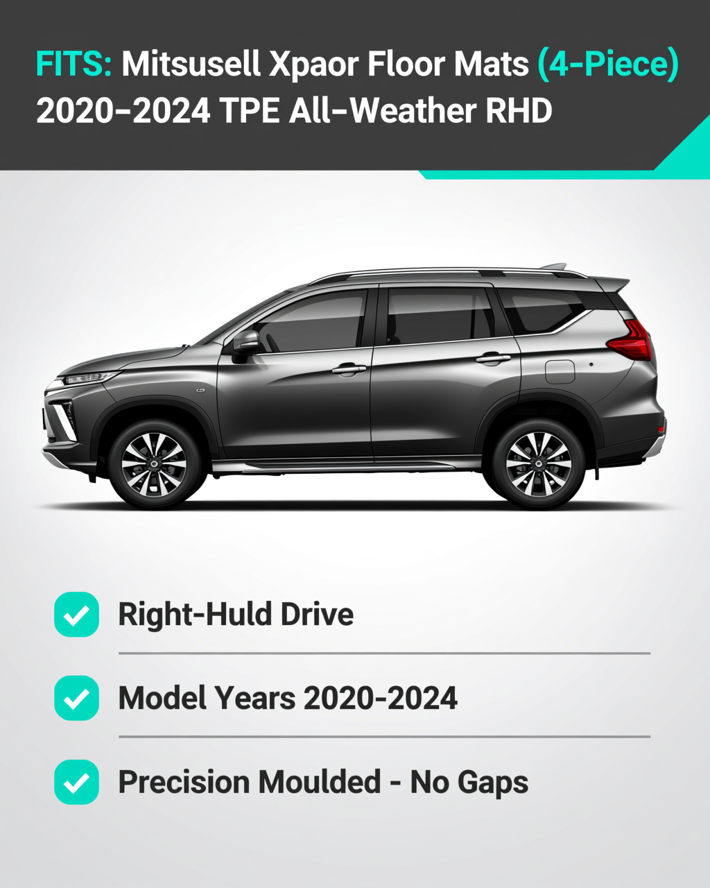 Mitsubishi Xpander 2020-2024 All-Weather Floor Mats & Boot Liner & Seat Back Protectors vehicle fitment