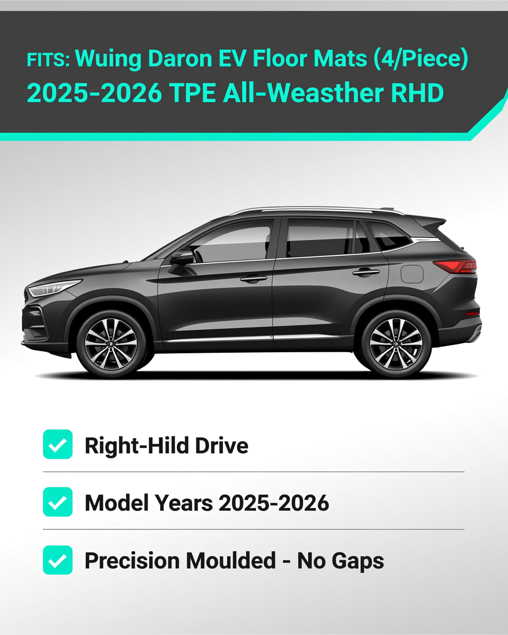 Wuling Darion EV 2025+ All-Weather Floor Mats & Boot Liner vehicle fitment