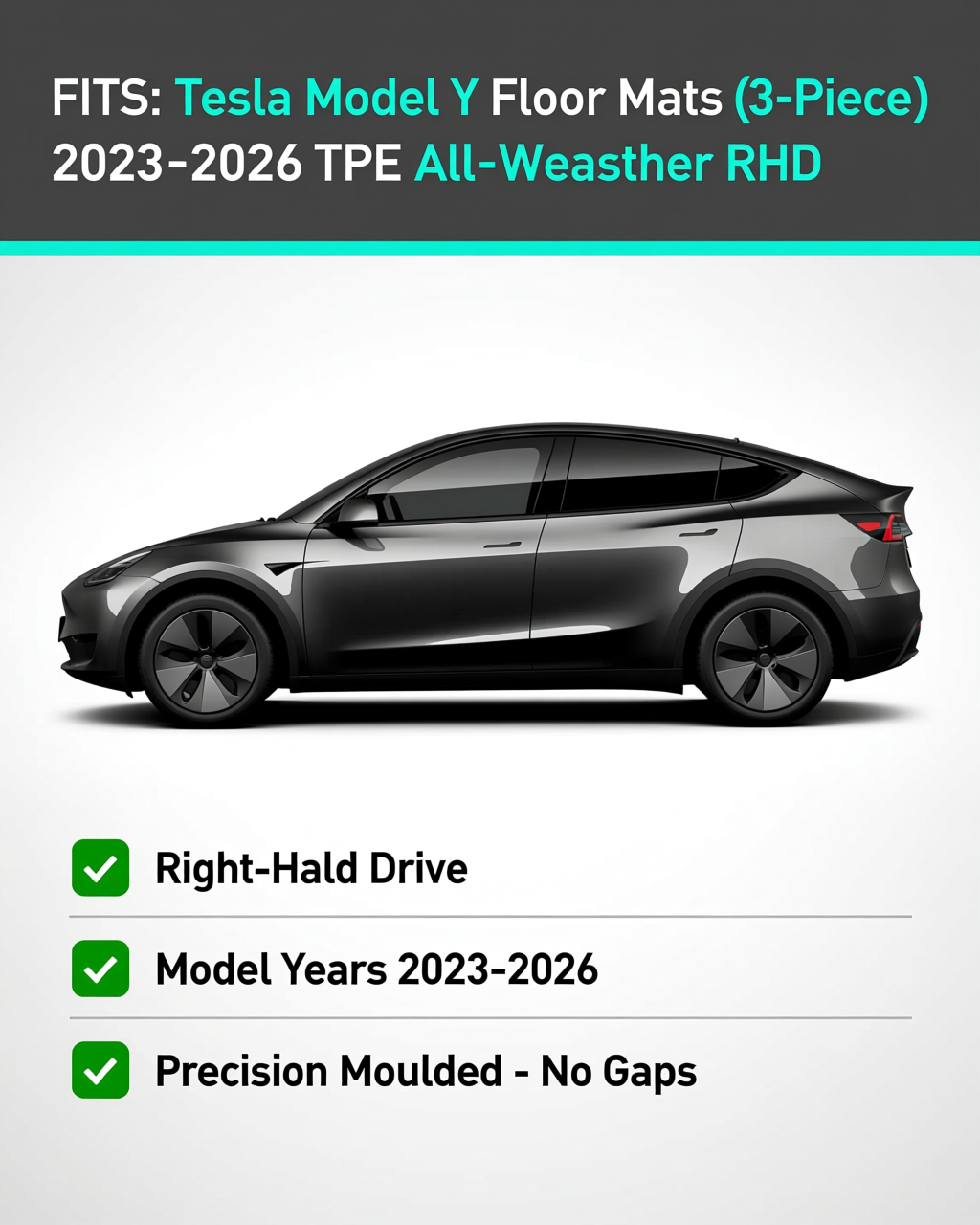 Tesla Model Y 2023+ All-Weather Floor Mats & Boot Liner & Anti-Kick Mats vehicle fitment
