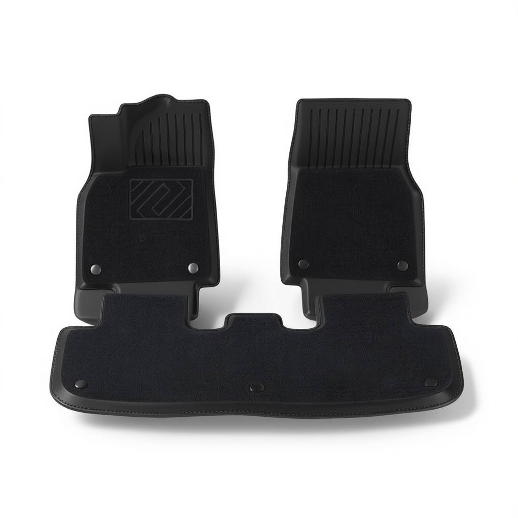Tesla Model Y 2025+ All-Weather Floor Mats & Boot Liner & Anti-Kick Mats – Floor Mats (4pcs) + Pedal Covers RHD 6-Seat No-Drill [W260600281]