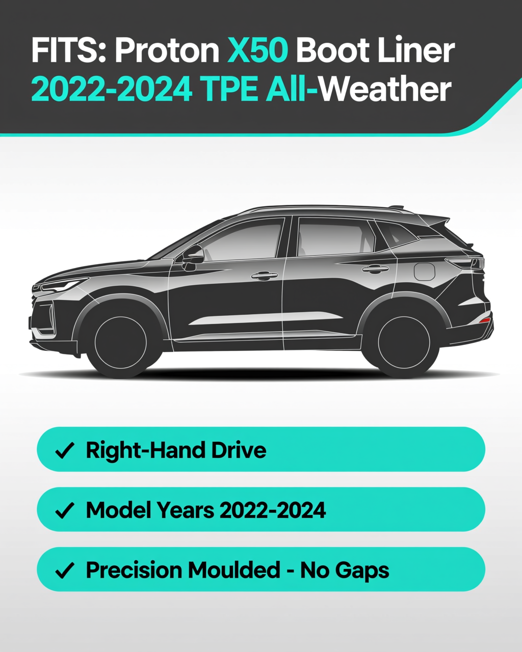 Proton X50 2022-2024 Boot Liner vehicle fitment